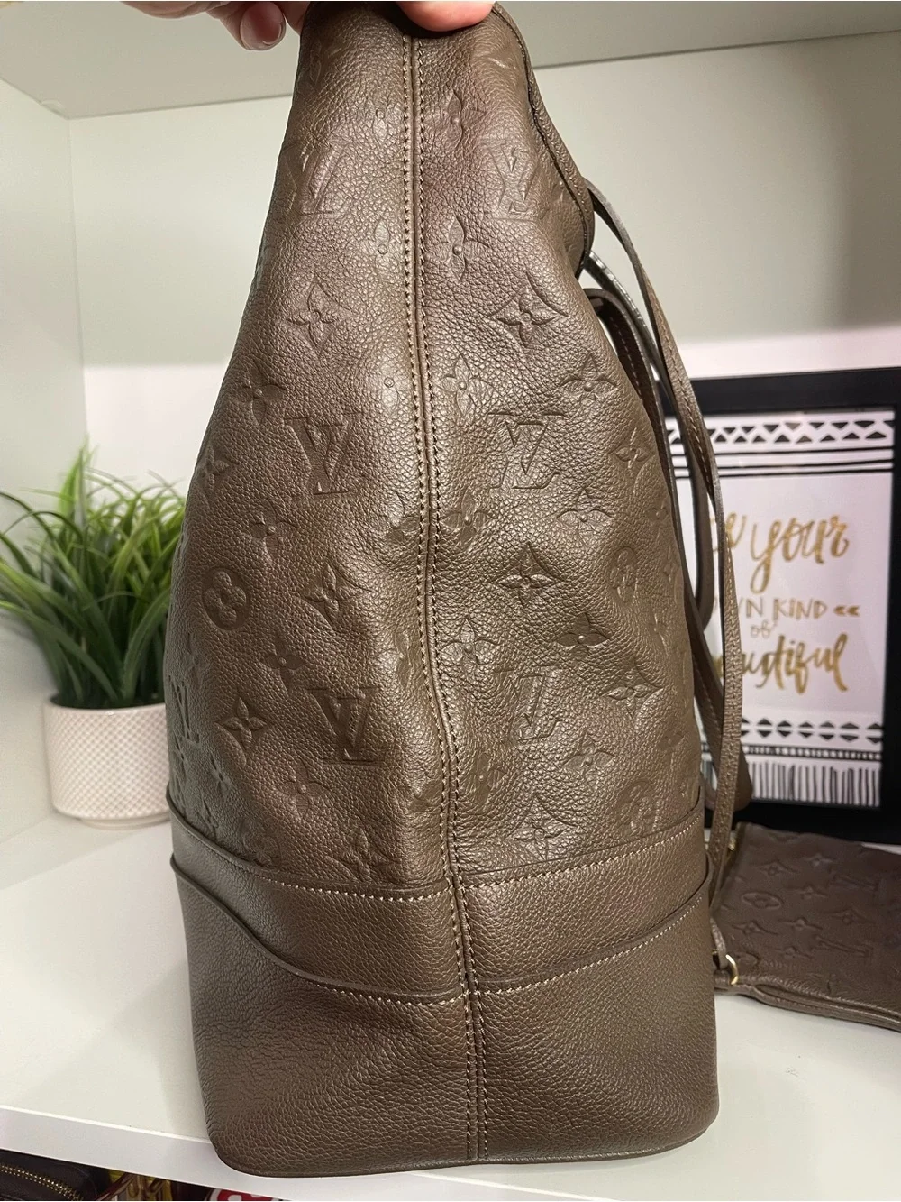 Louis Vuitton Citadine Mocha Monogram Embossed Leather Tote with Pouch